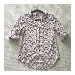 EXPRESS White Bicycle Print Portofino Shirt